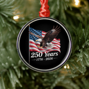 USA 250 år Örn 1776-2026 Flagga Julgransprydnad Metall