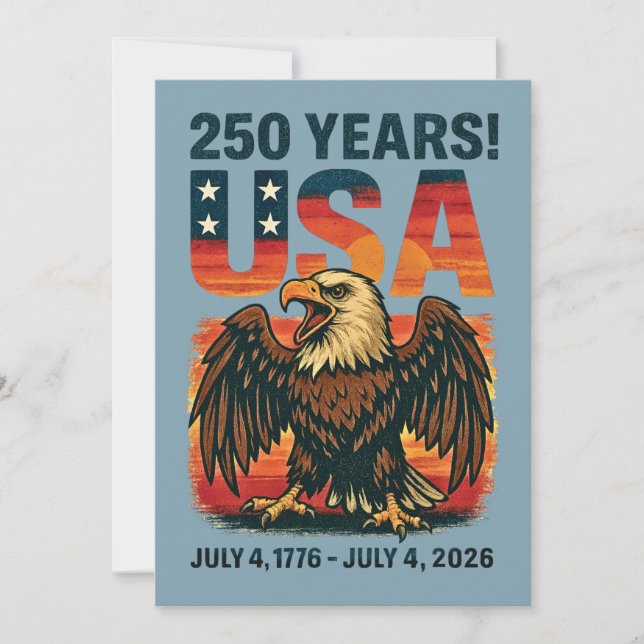 USA 250 år - Patriotic Örn den 4 juli 2026 Inbjudningar (Framsida)