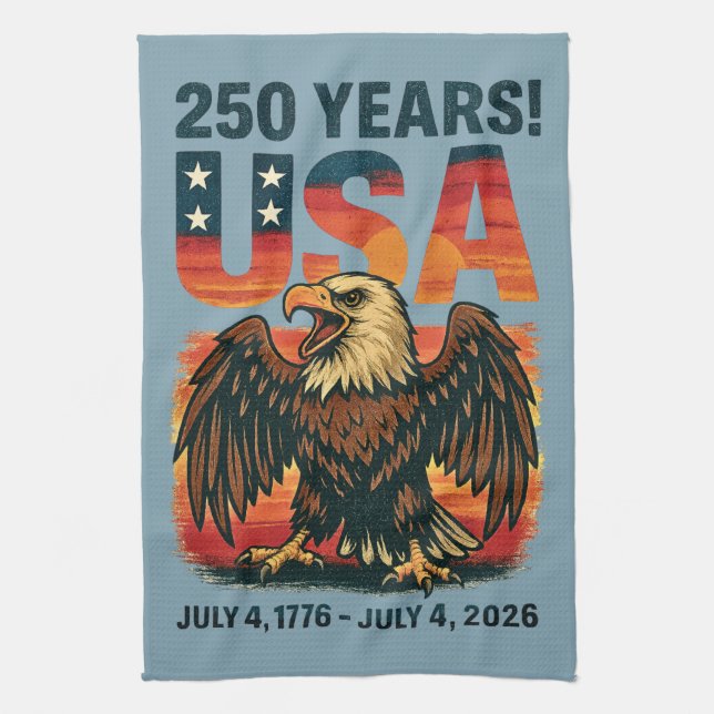 USA 250 år - Patriotic Örn den 4 juli 2026 Kökshandduk (Vertikal)