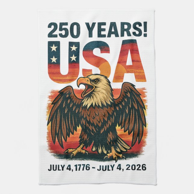 USA 250 år - Patriotic Örn den 4 juli 2026 Kökshandduk (Vertikal)