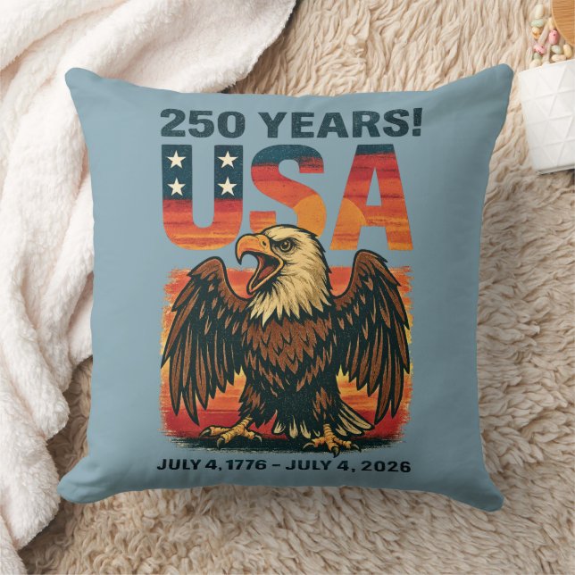 USA 250 år - Patriotic Örn den 4 juli 2026 Kudde (Filt)