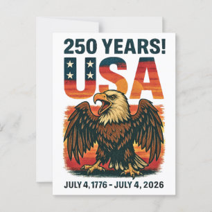 USA 250 år - Patriotic Örn den 4 juli 2026 Vykort