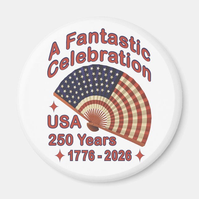 USA 250 år patriotisk fläktdesign – 1776-2026  Magnet (Framsidan)