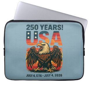 USA 250 år – Patriotisk Havsörn 4 juli 2026 Laptop Fodral
