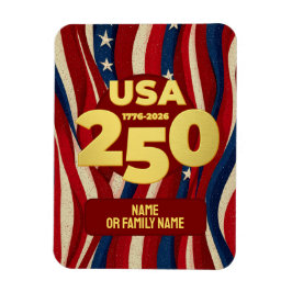 USA 250 år Patriotisk Röd Vit Blå med Guld Magnet