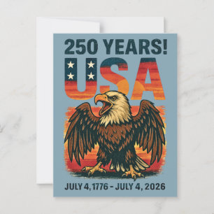 USA 250 år – Patriotisk Vit Huvad Örn 4 juli 2026 Vykort