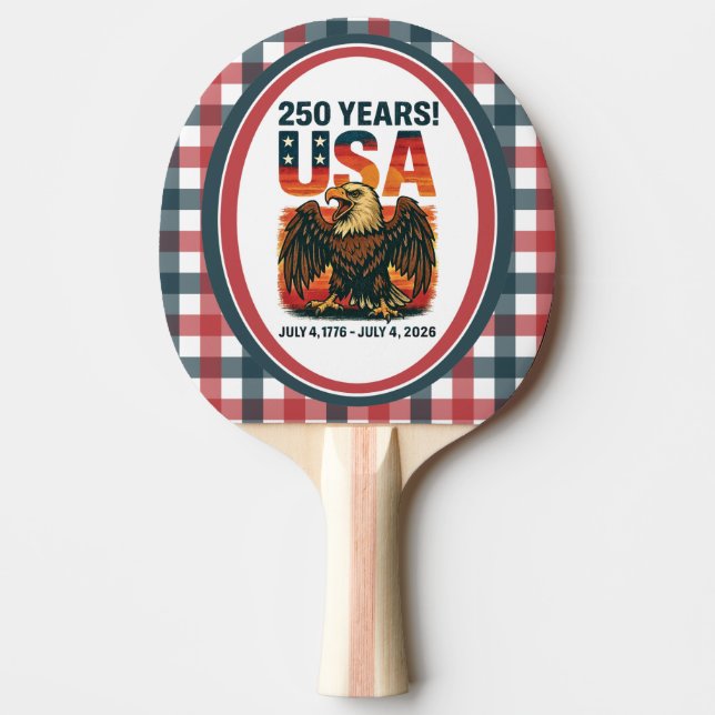 USA 250 år – Patriotisk Vitörnad 4 juli 2026 Pingisracket (Framsidan)