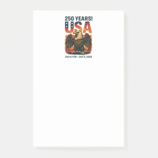 USA 250 år – Patriotisk Vitstrupig Havsörn 4 juli  Post-it Block (Framsida)