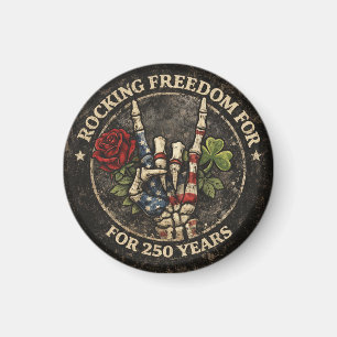 USA 250 år Rocking Freedom Patriotiskt skelett H Magnet