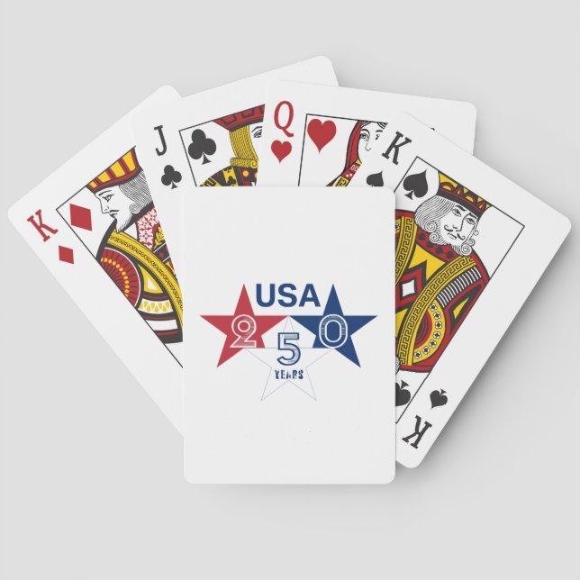 USA 250 år - Röd blå och vit stjärndesign Casinokort (Baksidan)