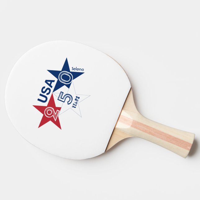 USA 250 år - Rött blått och vitt stjärnmönster Pingisracket (Sidan)
