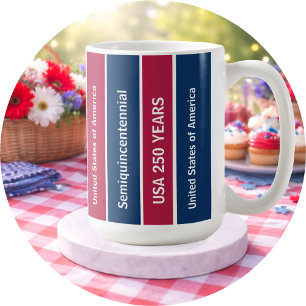 USA 250 år Semiquincentennial patriotiska ränder Kaffemugg