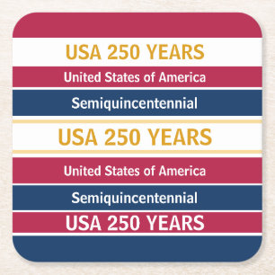 USA 250 år Semiquincentennial patriotiska ränder Underlägg Papper Kvadrat