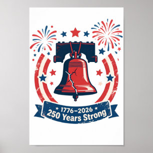 USA 250 år stark patriotisk frihetsklocka Poster