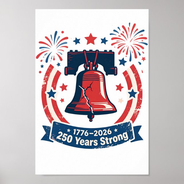 USA 250 år stark patriotisk frihetsklocka Poster (Framsidan)