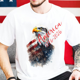 USA 250-års Bald Eagle & Amerikansk Flagga Akvarel T Shirt