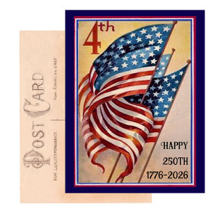 USA 250-års fjärde juli patriotisk flagga Vykort