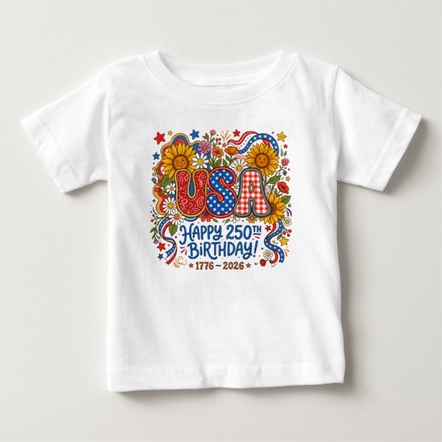 USA 250-års födelsedag Solros-grafik T Shirt (Framsida)