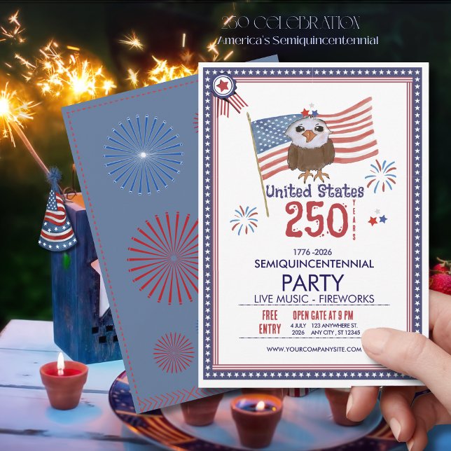 USA 250 Års Frihetsfirande Inbjudningar (United States 250 Years Freedom Celebration Invitation)