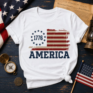 USA 250-års Vintage 1776 Amerika Distressed Flagga T Shirt