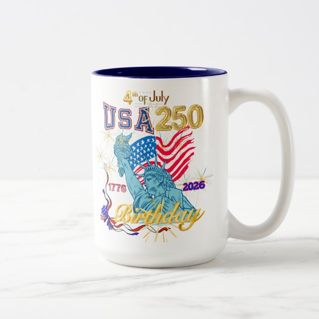 USA 250-årsdag 4 juli 1776-2026 (R) Två-Tonad Mugg (Höger)