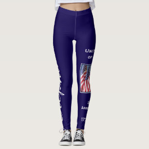 USA 250-årsdagen personlig namn yoga Leggings