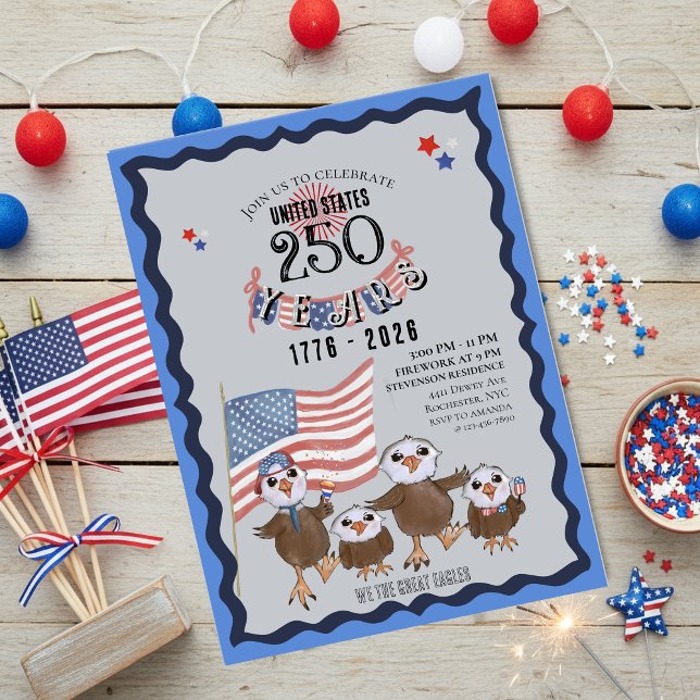 USA 250-årsfirande Storörn familjeinbjudan Inbjudningar (US 250th Celebration Great Eagle Family Invitation)