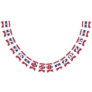 USA 250-årsjubileum 1776-2026 Patriotisk Röd Vit o Vimplar