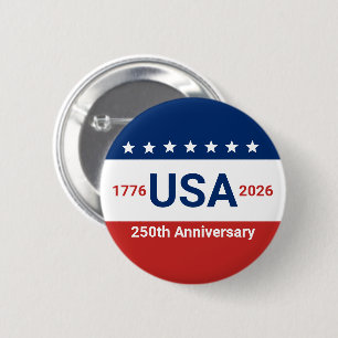 USA 250-årsjubileum 1776 2026 Självständighetsdage Knapp