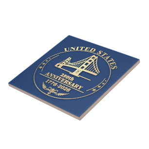 USA 250-årsjubileum Golden Gate Guld design Kakelplatta