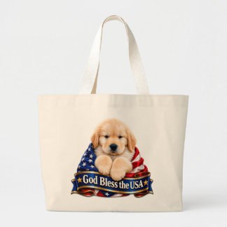 USA 250-årsjubileum Golden Retriever Stor Tote Jumbo Tygkasse