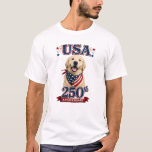 USA 250-årsjubileum Golden Retriever T Shirt