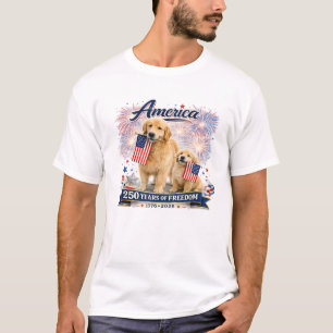USA 250-årsjubileum Golden Retriever T Shirt #5