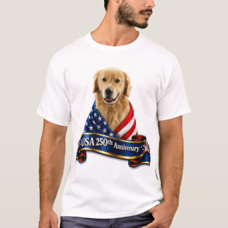 USA 250-årsjubileum Golden Retriever T Shirt #9