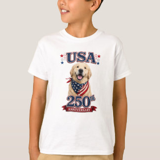 USA 250-årsjubileum Golden Retriever Ungdom T Shirt