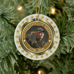 USA 250-årsjubileum I Patriotisk 1776-2026 Julgransprydnad Keramik