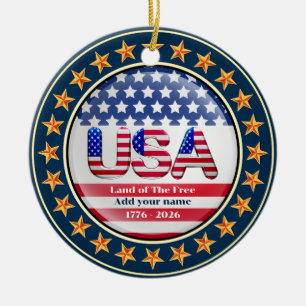 USA 250-årsjubileum I Patriotiskt 1776-2026 Julgransprydnad Keramik