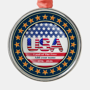USA 250-årsjubileum I Patriotiskt 1776-2026 Julgransprydnad Metall