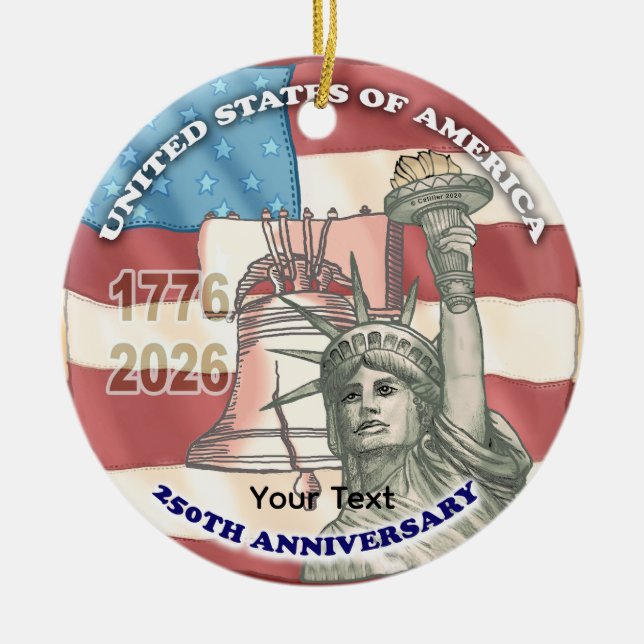 USA 250-årsjubileum Julgransprydnad Keramik (Framsidan)