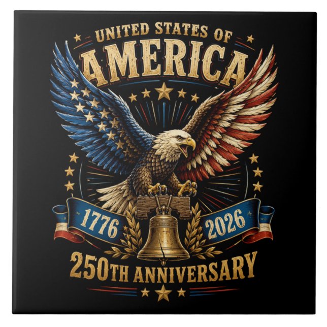 USA 250-årsjubileum Örn Kakelplatta (Framsidan)