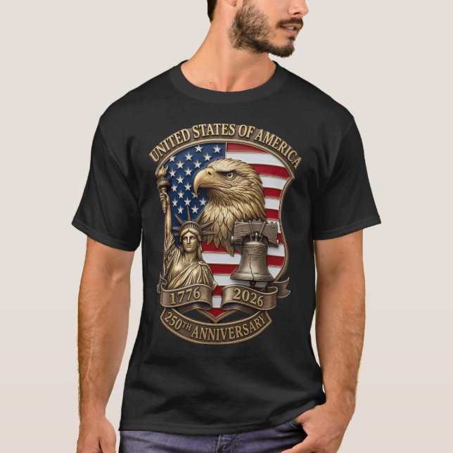 USA 250-årsjubileum Örn Patriotisk 1776-2026 T Shirt (Framsida)