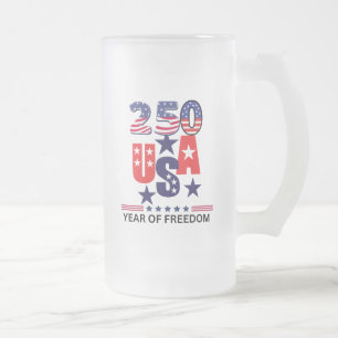 USA 250-årsjubileum patriotisk 4:e juli Frostat Ölglas