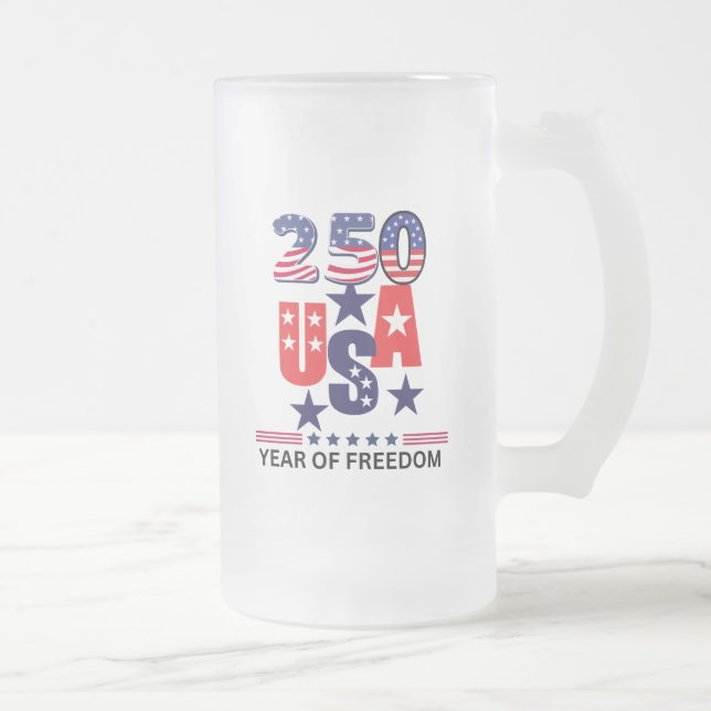 USA 250-årsjubileum patriotisk 4:e juli  Frostat Ölglas (Höger)