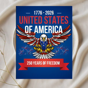USA 250-årsjubileum patriotisk 4:e juli  Helg Vykort