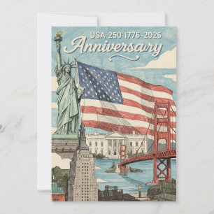 USA 250-årsjubileum Patriotisk Amerikansk Historia Julkort