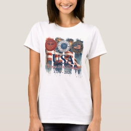 USA 250-årsjubileum Patriotiskt Badge-grafik T Shirt