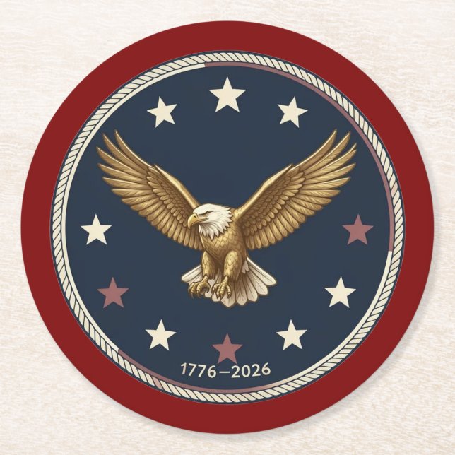 USA 250-årsjubileum Runda Pappunderlägg Underlägg Papper Rund (Framsidan)