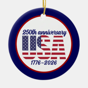 USA 250-årsjubileum Semiquincentennial 1776–2026 Julgransprydnad Keramik