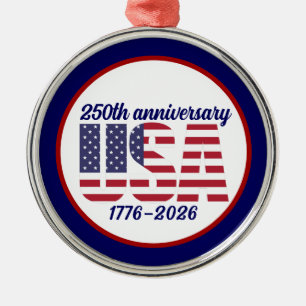 USA 250-årsjubileum Semiquincentennial 1776–2026 Julgransprydnad Metall