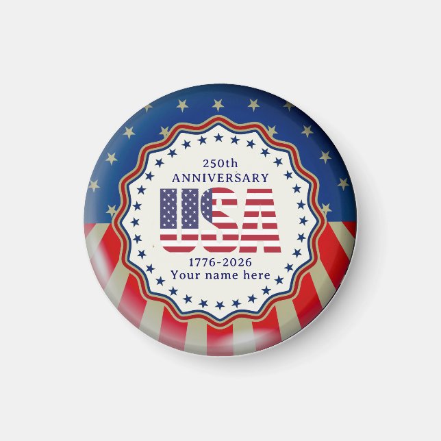 USA 250-årsjubileum Semiquincentennial 1776–2026 Magnet (Framsidan)